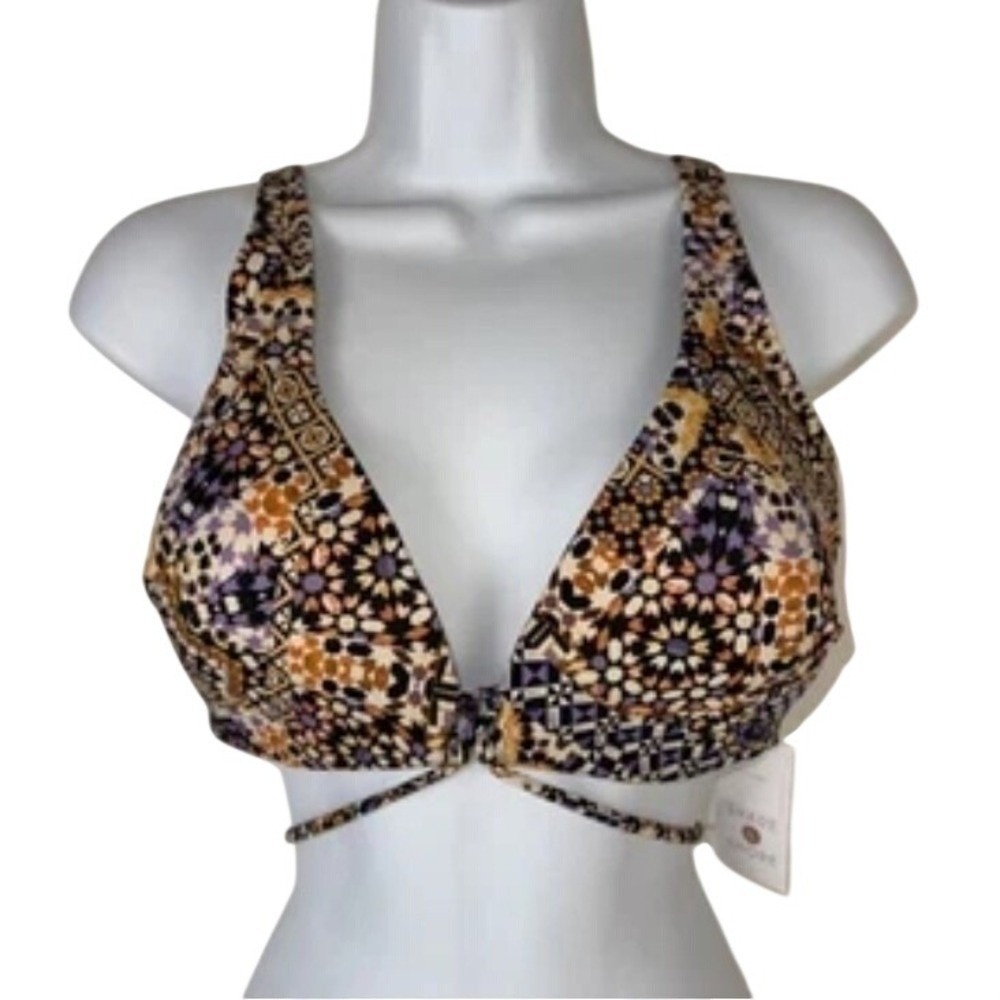 Shade & Shore Bikini Top Women 34DD Multicolor Mosaic‎ Geometric Lightly Lined